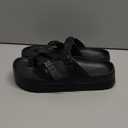 Women's Platform Sandals with Arch Support Comfortable Foam Slides Summer Beach Sandals with Adjustable Buckle (9, Black)