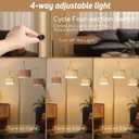 80'' Brushed Gold Rattan Arc Floor Lamp for Living Room, 3-Light Boho Lamp