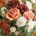 Ling's moment 2PCS Terracotta Arch Flowers Artificial Floral Swags Centerpieces Wedding Decor Mantel Faux Burnt Orange Rose Garland Arrangements for DIY Sweetheart Table Wall Window Welcome Signs