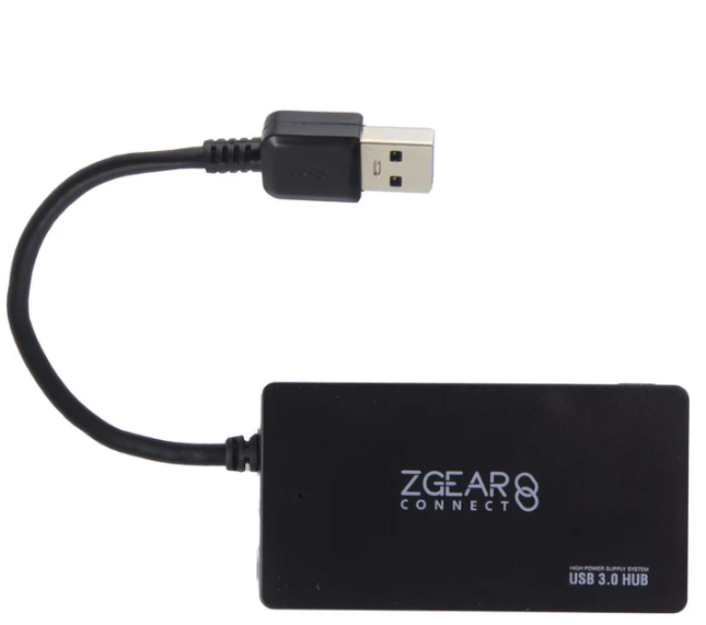 ZGear Connect Four Port USB 3.0 Data Hub - Black