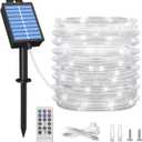 ICRGB Solar Rope Lights, Outdoor 39FT 100LED String Lights, IP67 Waterproof Solar Outdoor Lights, 8 Modes, Garden Christmas Lights Decorative for Pool Patio Porch Tree Party Wedding Christmas (White)