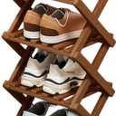 Comeon Bamboo Shoe Rack, Foldable Vertical Shoe Rack for Front Door Entrance Narrow Shoe Organizer Small Shoe Shelf for Entryway Shoe Storage Closet Multi-Tier (Brown Colors,4 Layers)
