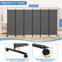 SUNALLY Room Divider Privacy Screens, 6 Panels Dividers with Wheels, Grey, 132"W x 72"H