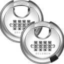 DELSWIN 4 Digit Combination Lock Disc Padlock with Hardened Steel Shackle Outdoor Combo Lock for Outdoor Gate Sheds,Storage Unit,Garage,Fence,Gym Locker(2 Pcs) (Silver)