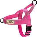 No Pull Dog Harness Pink for Small Medium Large Sized Dog, Reflective Escape Proof Adjustable Dog Harnesses with 2 Patch, XL-Chest size 30-39''