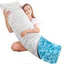 Ubauba Bamboo Body Pillow for Adults - Long Body Pillow for Bed - Zippered Removable Bamboo Cover - Gray White (Main Pic) 20X54