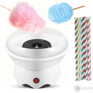 Mini Cotton Candy Maker Machine - Easy to Use & Clean, Quiet Floss Maker for Kids, Christmas Gift, Birthday Party, Home Use - Includes Sugar Scoop & Sugar Floss Sticks (Sugar Not Included) (White)