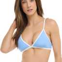 Skye Women's Standard Jayme Fixed Triangle Bikini Top Swimsuit (Blue, M)