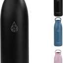 32 oz Insulated Stainless Steel Water Bottle, Double Wall with Handle thermo flask, BPA-Free, Keeps Cold 24H Hot 12H, Durable sport water bottle for Yoga, Hiking, Gym, Office, Black