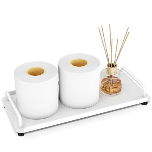 Gypie Toilet Tank Tray with Handle, Bathroom Vanity Tray for Bathroom, Kitchen (White)