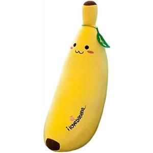 zhidiloveyou Banana Plush Pillow Stuffed Banana Plushie Cute Fruit Toy for Kids, 13.7 inch