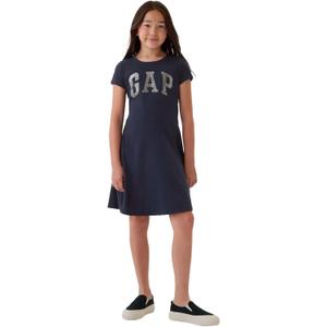 Gap Girls Short Sleeve Logo Dress (X-Small, Tapestry Navy)
