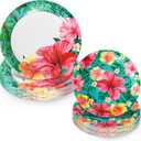 40Pcs Summer Paper Plates Hawaiian Luau Party Plates Disposable Dinner Dessert Plate for Tropical Birthday Baby Shower Party Supplies