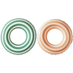 Swimming Pool Floats for Kids Ages 5-10, Inflatable Tubes With Simple Stripes, Cute Swim Rings, Floaties Water Toys for Beach Party (Lolly-Green+Orange)