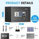 0.6 Feet Cubic Safe Box with Digital Keypad Lock & Keys, Home Safe Money Box for Cash, Documents, Jewelry,& Medicine, Security Digital Safe in Home, Hotel or Business