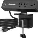 DEWENWILS Desk Clamp Power Strip, Desktop Power Station with 3 AC Outlets(15A/1800W), 2 USB Ports, Desk Mount Power Outlet for Home, Office, 6Ft 14/3C SJT Extension Cord