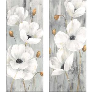 Prinz White Peonies Floral Wrapped Canvas Wall Art, (Set of 2), 7.5" X 19.5" X 1.25'', Multi-Color Prinz White Peonies Floral Wrapped Canvas Wall Art, (Set of 2), 7.5" X 19.5" X 1.25'', Multi-Color