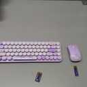 FOPETT Wireless Keyboard and Mouse Cute Mouse and Keyboard 2.4G Wireless Keyboards with Colorful 68 Keys Typewriter Retro Round Keycap for PC, Laptop,Tablet,Computer Windows - Purple Colorful