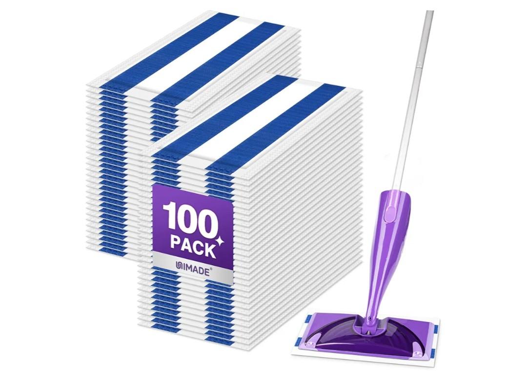 100 Count Mop Pad Refill Compatible with Swiffer WetJet, Disposable Multi-Layers Mopping Pads for All Hard Surface, Especially Hardwood Floor, Super Absorbent Spray Mopping Pad Refills