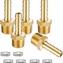 5 Pcs Brass Hose Barb Fittings, 3/4 NPT to 5/8 Barb, Male Thread Hose Barb Adapter Connector