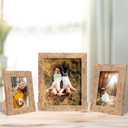 iRahmen 8x10 Picture Frame Set of 4, High Definition Real Glass Rustic Brown Frame, 8 x 10 Wood Photo Frames for Desktop Display and Wall Mounting