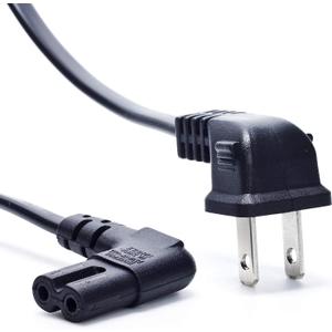 TV Power Cord, Ancable 6-Feet 18AWG 90 Degree Angled 2-Prong to L-Shaped C7 Power Cord for Samsung Philips Toshiba LG Sony Sharp Panasonic Vizio LED Flat TV Sky Box, Sky Plus+ HD Box