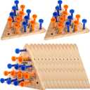 16 Packs Wooden Peg Game Tricky Triangle Peg Board Game Family Wood Puzzles Strategy Toy for Kids Adult Family Travel Gathering Jump Games