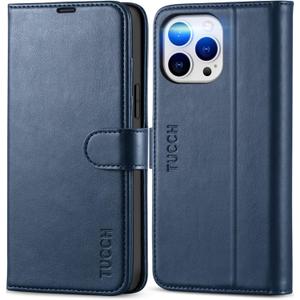 TUCCH Wallet Case for iPhone 13 Pro Max, PU Leather RFID Blocking Credit Card Holder Magnetic Stand Flip Cover [TPU Shockproof Inner Case] Compatible with iPhone 13 Pro Max 6.7" Dark Blue