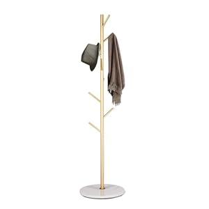 Snaikor Metal Coat Rack with Natural Marble Base, Modern Coat Rack Freestanding, Sturdy Coat Tree Stand, Golden Hall Tree for Jacket Hat Bag Entryway