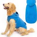 EXPAWLORER Dog Hoodie with Pocket, Polar Fleece Dog Sweatshirt Fall Cold Winter Sleeveless Sweater with Hood, Warm Cozy Pet Clothes for Small to Large Dogs Boys and Girls (Blue, XXL)