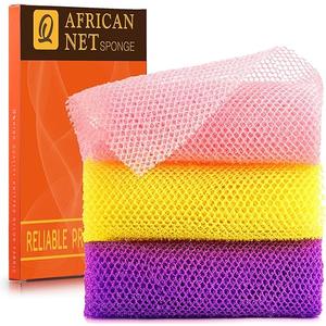 UJFQBH 6 Pieces African Net Sponge Long Bath Sponge Exfoliating Shower Body Scrubber for Daily Use, Terrific for Smoother Skin  Back Scrubber for a Refreshing Experience (Purple  Orange)