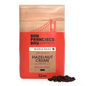 San Francisco Bay Coffee - Flavored Medium Roast Whole Bean Coffee - Hazelnut Crme (2 lb bag) (EXP 10/20/26)