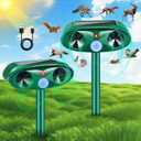 2025 Upgraded Solar Ultrasonic Animal Repeller Outdoor Cat Repellent Deer Repellent Devices with USB Charge, Animal Deterrent Device for Rabbit Raccoon Dog Squirrel Rodent Skunk for Yard Garden,2 Pcs