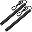 12 Outlet Long Power Strip Surge Protector with 2100 Joules, 6FT Power Cord, Wide Spaced Outlet Power Bar, Overload Protection Switch, Industrial Heavy Duty for Work Bench, Shop, Garage (Black),2 Pack