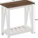 ChooChoo Farmhouse End Table, Narrow Side Table, Slim End Table with Storage Shelf for Small Spaces, Rustic Nightstand, for Living Room, Bedroom White