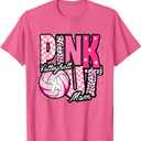 Pink Volleyball Mom Pink Out Day T-Shirt (Small)
