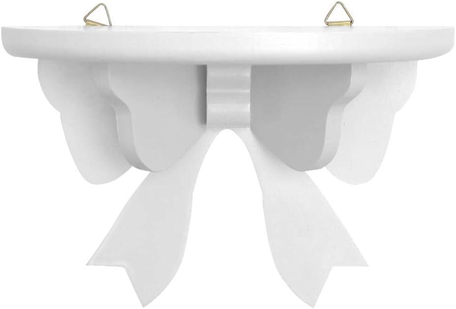 DOITOOL Wooden Floating Shelf Wall Mounted Nordic Style Butterfly Semicircle Storage Shelf for Wall for Bathroom Bedroom Kitchen Living Room (White)