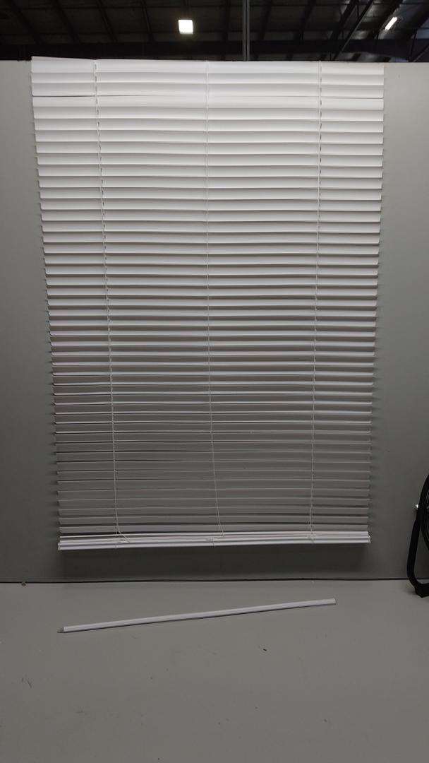 LOTUS & WINDOWARE Cordless 1" Aluminum Mini Blind 46" Wide x 60" Long, White, Room Darkening Metal Indoor Window Blinds for Home and Office