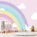 WFBHUA-Rainbow Cloud Wallpaper Mural Kids Bedroom Pink Wallpaper for Girls Room Baby Room (Not Peel and Stick)