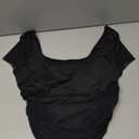 Women's Mesh Sheer Square Neck Crop T Shirt Ruched Short Sleeve Going Out Tops (L)