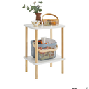IBUYKE 2-Tier Side Table, Solid Wood Tall End Table with Storage Shelves, Nightstand Bedside Table for Living Room Bedroom Office, No-Tool Assembly, White UWST002W