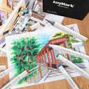AnyMark Alcohol Markers Brush Tip, 100+1 Colors Dual Tip Brush & Chisel Alcohol-Based Art Markers Set with Case for Adult Artists Drawing Coloring