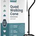 Quad Cane (300 lb) - Adjustable Walking Cane with A Large 4 Pronged Base for Extra Balance & Stability, Walking Canes for Seniors, Walking Cane for Men & Women, Walking Sticks (Black)