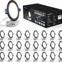VOLISUN 24 Pack 6 inch Recessed Lighting, 5CCT LED Black Recessed Light, 2700K-5000K Selectable, 13W Eqv 120W, 1080LM Dimmable Canless Wafer Downlight, LED Ceiling Light ETL Certificated