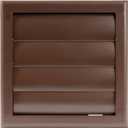 Plastic 4" Brown Air Vent Cover with Mounting Neck - Frame Size 7.5 x 7.5 Inches - Dryer Vent Cover - Exterior Exhaust Vent with Shutters - Air Vent - Outdoor Home Ventilation Systems