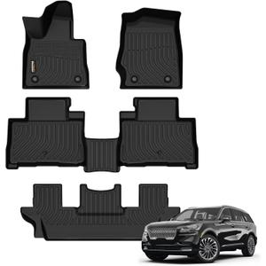Binmotor-Floor Mats for Lincoln Aviator 2020-2024 2025 6 Passenger, All Weather Mats for Lincoln Aviator Rubber Liners, Aviator Car Mats Accessories