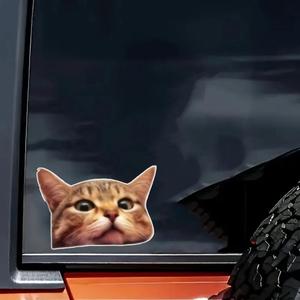 2 pcs Cute Cat Head Funny Car Bumper Sticker,5 Inch Vinyl Decal, Waterproof,Die-Cut for Cars,Windows,Laptops