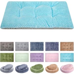 WONDER MIRACLE Fuzzy Deluxe Pet Beds, Super Plush Dog or Cat Beds Ideal for Dog Crates, Machine Wash & Dryer Friendly (15" x 23", S-Ice Blue)