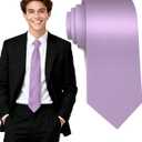 Fineknot Black Ties for Men, Formal Neckties for Men, Solid Color Mens Ties for Business, Wedding, Party, Mens Neck Tie (Lavender)