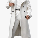 Ebifin Women's Notch Lapel Double Breasted Long Trench Coat Casual Cotton Blend Peacoat XS